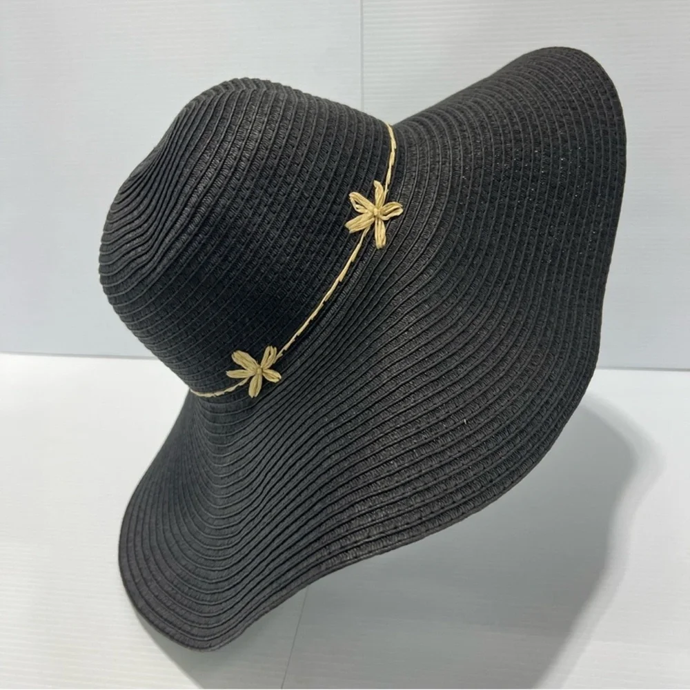 Merona Womens Floppy Paper Straw Woven Sun Beach Fashion Hats Wide Brim